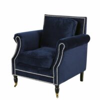 Fauteuil bergère en velours bleu nuit Baudelaire Maisons du Monde