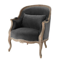 Fauteuil bergère en velours gris anthracite Montpensier Maisons du Monde