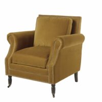 Fauteuil bergère en velours ocre Baudelaire Maisons du Monde