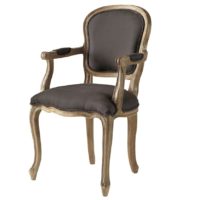 Fauteuil cabriolet en lin taupe Versailles Maisons du Monde