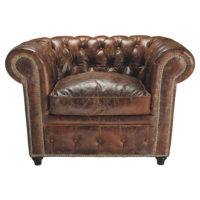 Fauteuil capitonné en cuir marron Chesterfield Maisons du Monde