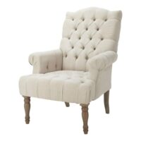 Fauteuil capitonné en lin Dorchester Maisons du Monde