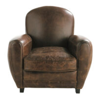 Fauteuil club en cuir marron Oxford Maisons du Monde