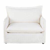 Fauteuil convertible en lin froissé blanc Barcelone Maisons du Monde