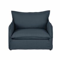 Fauteuil convertible en lin froissé bleu nuit Barcelone Maisons du Monde