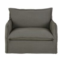 Fauteuil convertible en lin gris effet vieilli Barcelone Maisons du Monde