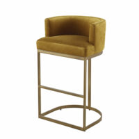 Fauteuil de bar en velours jaune et métal coloris laiton Requiem Maisons du Monde