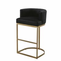 Fauteuil de bar en velours noir et métal coloris laiton Requiem Maisons du Monde