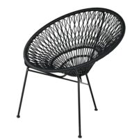 Fauteuil de jardin empilable en fil de résine et métal noir Itapema Maisons du Monde