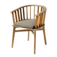 Fauteuil de jardin en acacia massif et toile taupe Noumea Maisons du Monde