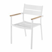 Fauteuil de jardin en aluminium blanc et teck massif Guam Maisons du Monde