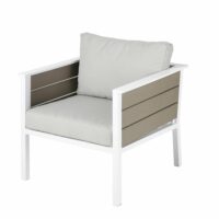 Fauteuil de jardin en aluminium blanc et toile gris clair Escale Maisons du Monde