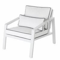 Fauteuil de jardin en aluminium et coussins blancs Hotel Maisons du Monde