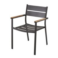 Fauteuil de jardin en aluminium gris anthracite et teck massif Guam Maisons du Monde