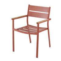 Fauteuil de jardin en aluminium terracotta et teck massif Guam Maisons du Monde