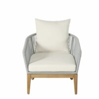 Fauteuil de jardin en corde tressée grise et toile blanche Vera Cruz Maisons du Monde