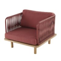 Fauteuil de jardin en corde tressée terracotta et acacia massif Amalfi Maisons du Monde