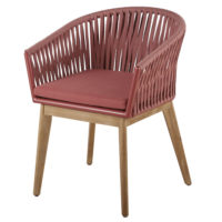 Fauteuil de jardin en corde tressée terracotta et acacia massif Amalfi Maisons du Monde