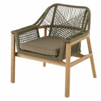 Fauteuil de jardin en corde tressée vert kaki et acacia massif Knock Maisons du Monde