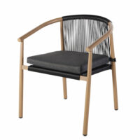 Fauteuil de jardin en résine gris anthracite et imitation bois Okavango Maisons du Monde