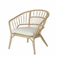 Fauteuil de jardin en résine imitation rotin et toile blanche Tilda Maisons du Monde