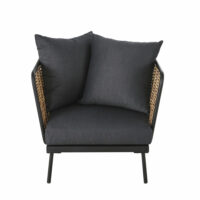 Fauteuil de jardin en résine imitation rotin et toile gris anthracite Darwyn Maisons du Monde