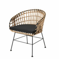 Fauteuil de jardin en résine imitation rotin et toile noire Kanpur Maisons du Monde