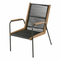 Fauteuil de jardin en résine noire et eucalyptus massif Buena Vista Maisons du Monde