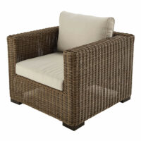 Fauteuil de jardin en résine tressée et tissu beige sable Fidji Maisons du Monde