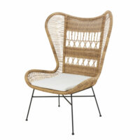 Fauteuil de jardin en résine tressée et toile écrue Kabane Maisons du Monde