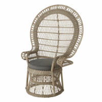 Fauteuil de jardin en résine tressée grisée et coussin gris Yaelle Maisons du Monde