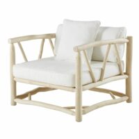 Fauteuil de jardin en teck et toile écrue Crusoé Maisons du Monde