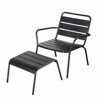 Fauteuil de jardin et repose-pieds en métal mat Batignolles Maisons du Monde