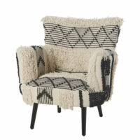 Fauteuil en coton tressé motifs ivoire et noirs Berbère Maisons du Monde