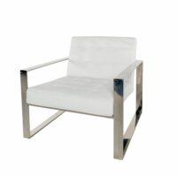 Fauteuil en cuir blanc pieds en métal chromé Niero Maisons du Monde