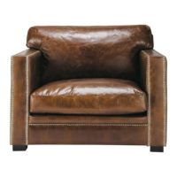 Fauteuil en cuir marron Dandy Maisons du Monde