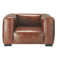 Fauteuil en cuir marron John Maisons du Monde