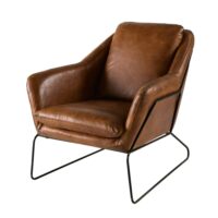 Fauteuil en cuir marron Majestic Maisons du Monde