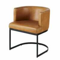 Fauteuil en cuir marron pieds en métal noir Requiem Maisons du Monde