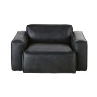 Fauteuil en cuir noir Jupiter Maisons du Monde