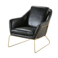 Fauteuil en cuir noir Majestic Maisons du Monde