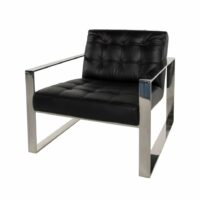 Fauteuil en cuir noir pieds en métal chromé Niero Maisons du Monde