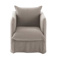 Fauteuil en lin beige ficelle effet vieilli Louvre Maisons du Monde