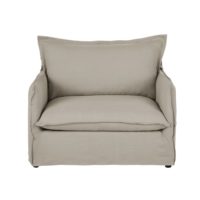 Fauteuil en lin froissé beige ficelle Barcelone Maisons du Monde