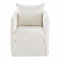 Fauteuil en lin froissé blanc Louvre Maisons du Monde