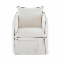 Fauteuil en lin froissé blanc et volants noirs Louvre Maisons du Monde