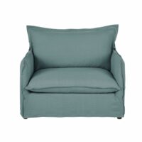 Fauteuil en lin froissé bleu céladon Barcelone Maisons du Monde