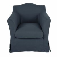 Fauteuil en lin froissé bleu nuit Anaelle Maisons du Monde