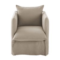 Fauteuil en lin froissé coloris beige ficelle Louvre Maisons du Monde