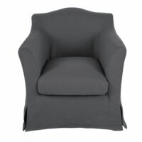 Fauteuil en lin froissé gris anthracite Anaelle Maisons du Monde